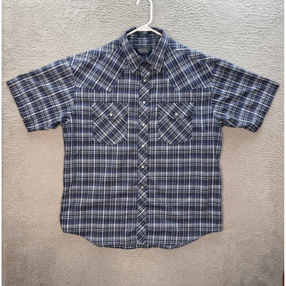Vintage Salmon River Traders Shirt Mens XL Multicolor Plaid Pearl Snap Western
